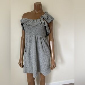 Juicy Couture Heather Gray Smocked Ruffle Mini Dress NWT